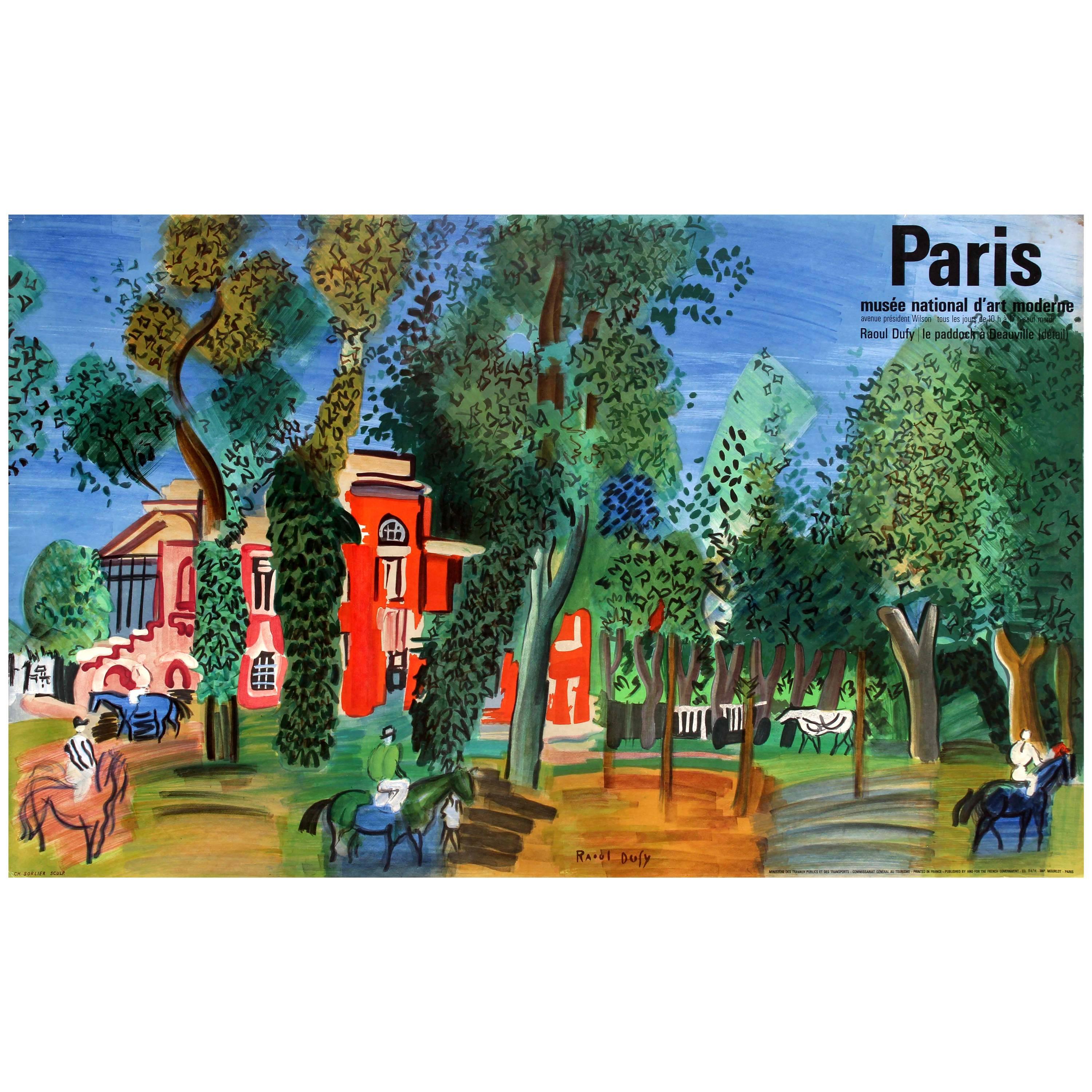 Original Vintage Paris Museum of Modern Art Poster - The Paddock at Deauville