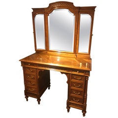 Walnut Pedestal Dressing Table