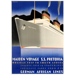 Original German African Lines Poster - Holiday Trip to South Africa - Pretoria