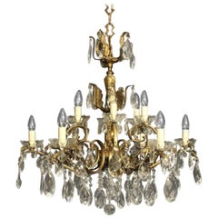 Italian Gilded and Crystal Twelve-Light Antique Chandelier Italian Gilded and Crystal Twelve-Light Antique Chandelier