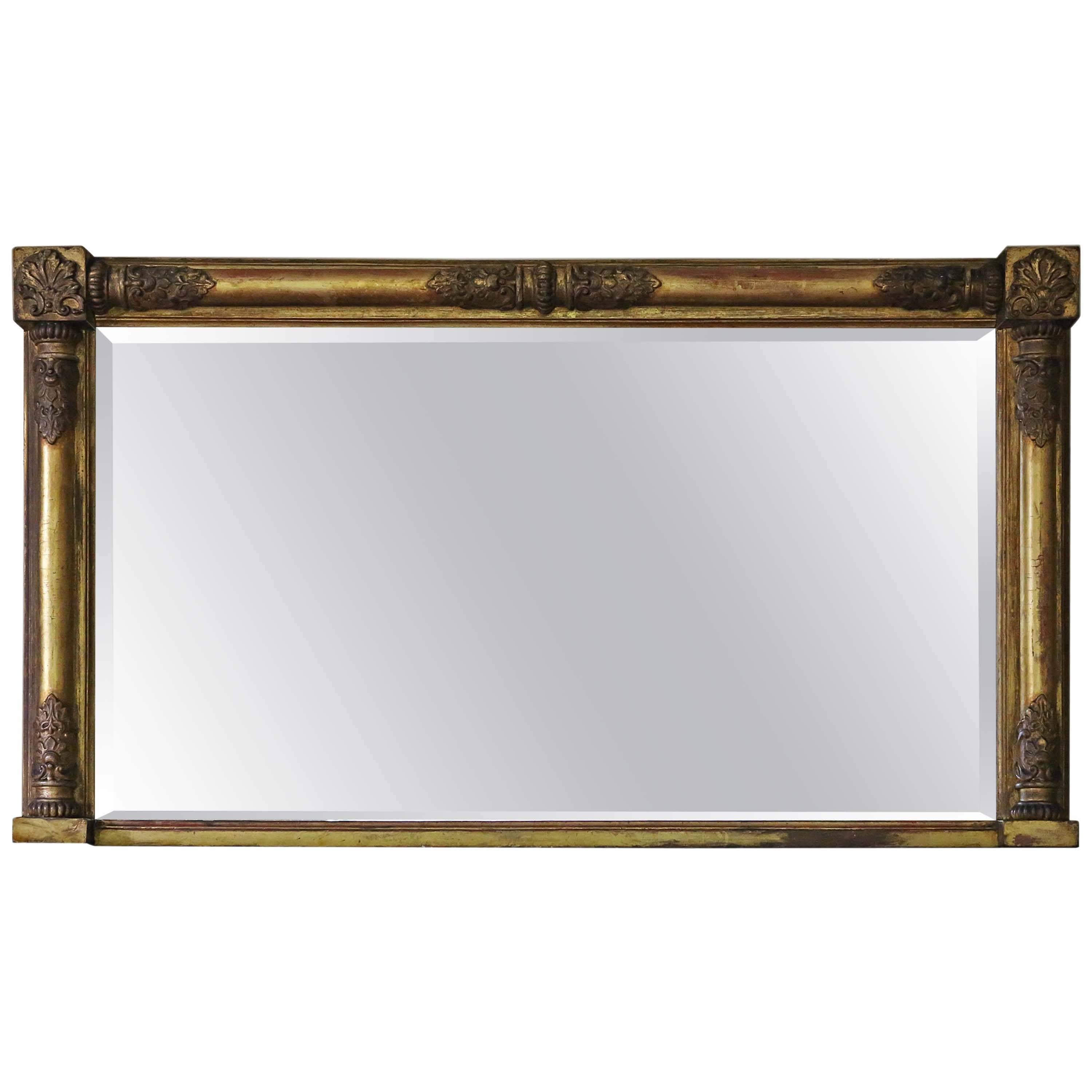 Antique Large 19th Century Victorian Gilt Overmantel Wall Mirror For Sale