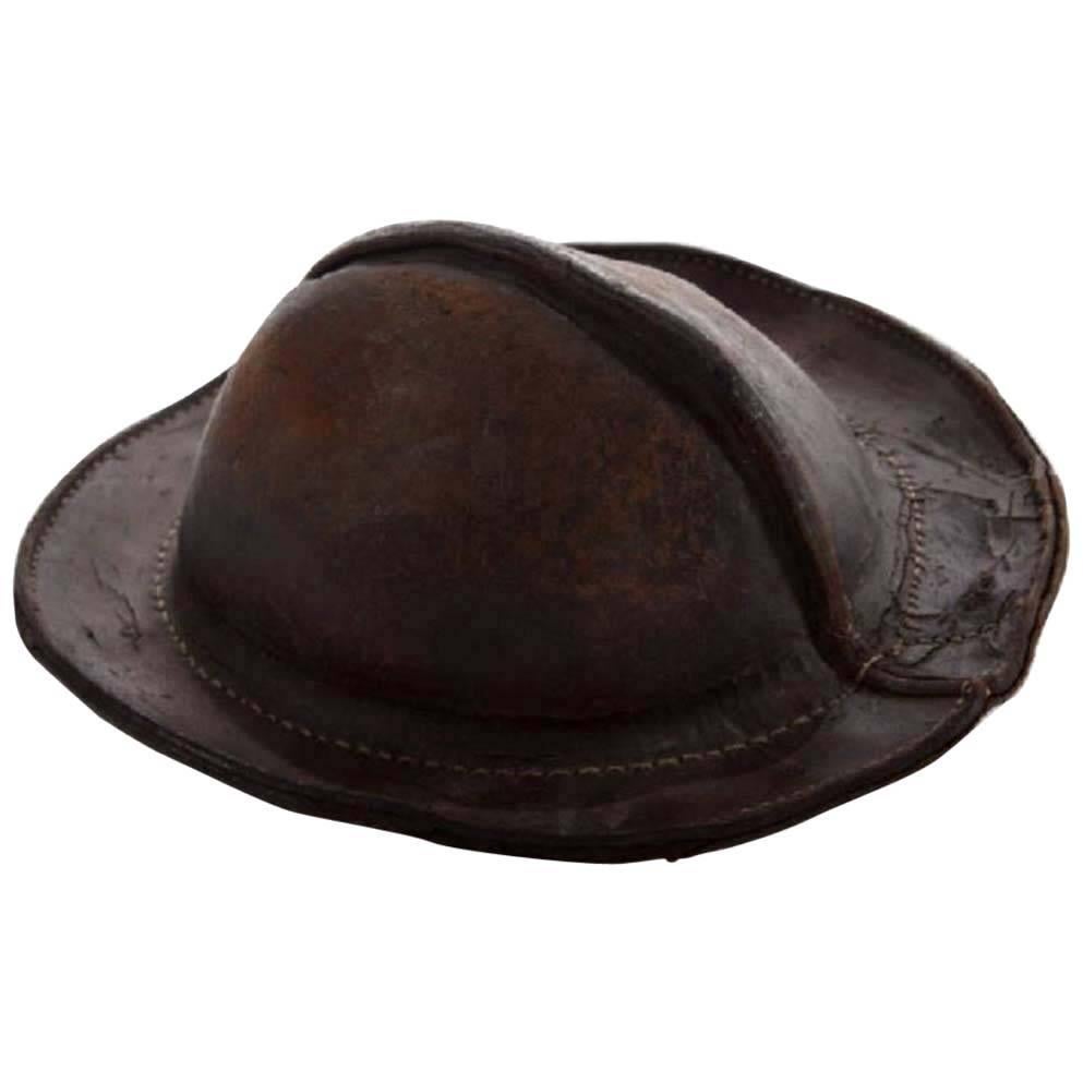 Early 19th Century Italian Leather Military Cap For Sale
