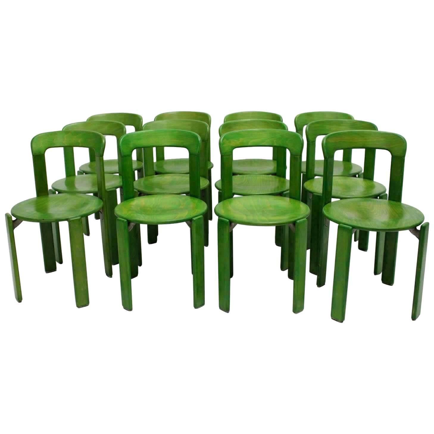 Green Dining Chairs by Bruno Rey, 1970s, Switzerland