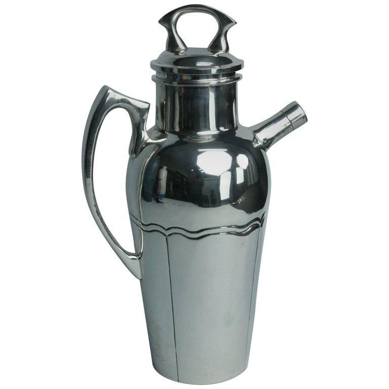 Heavy Mexican Sterling Silver Cocktail Shaker by Juvento Lopez Reyes at