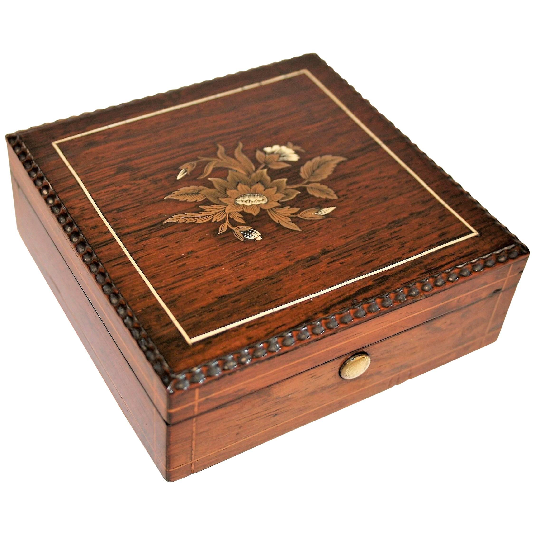 French Charles X Marquetry Jewelry Box, 1850s