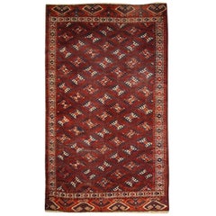 Handmade Antique Turkmen Yomud Rug, 1880s, 1C310