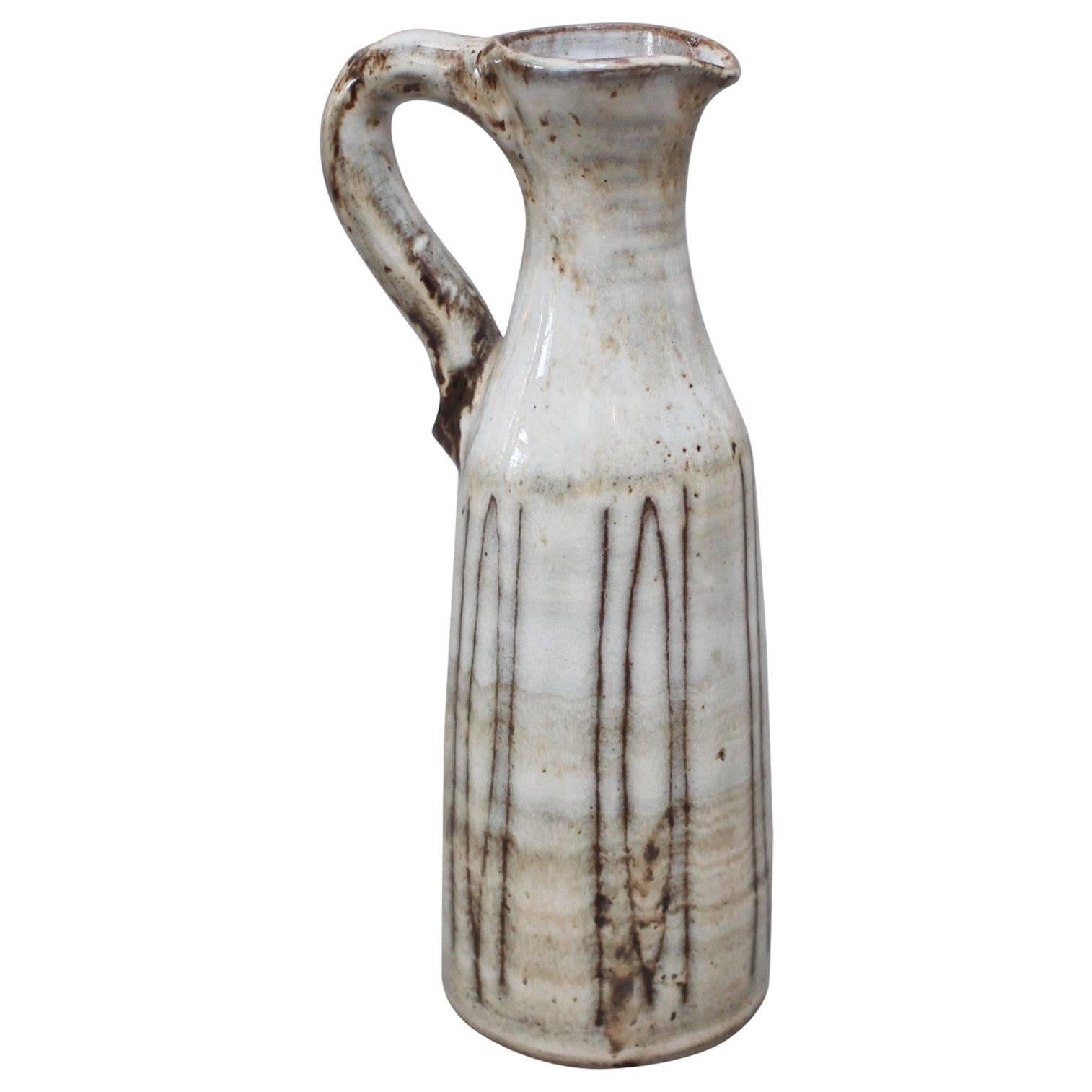 Small Ceramic Jug with Handle by Jacques Pouchain, circa 1960s