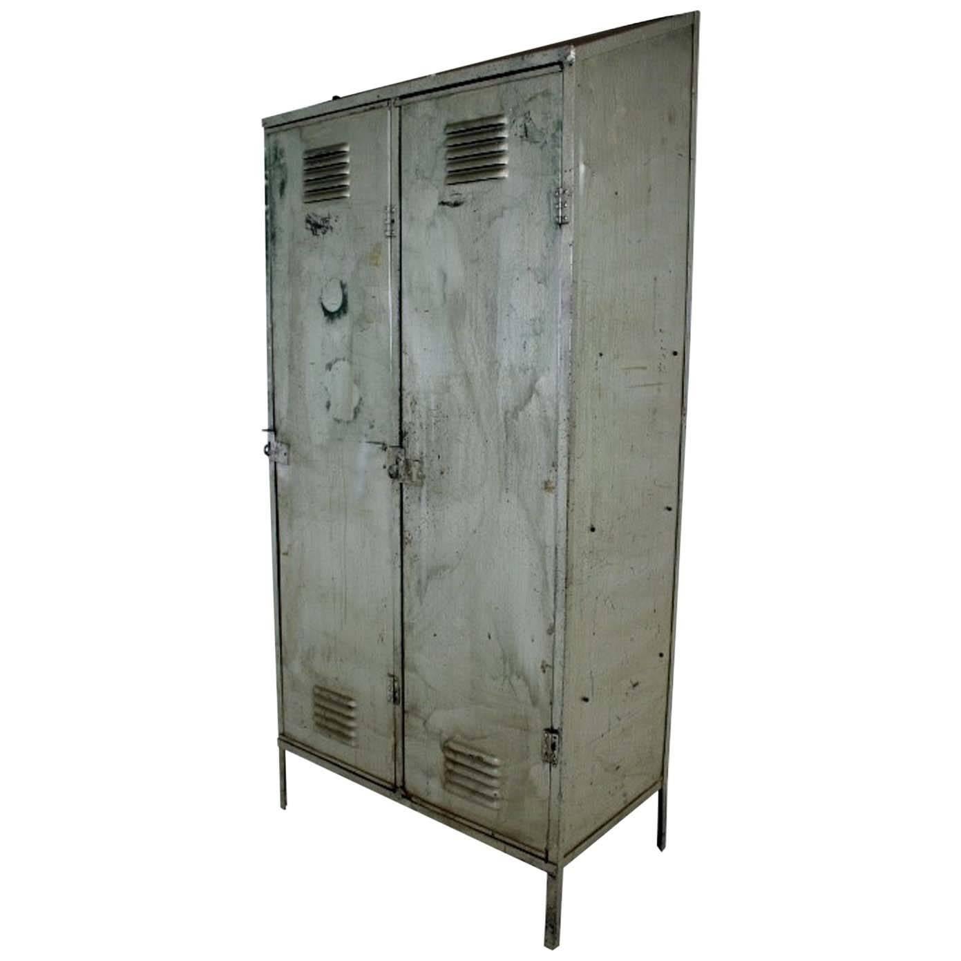 Two-Door Metal Locker Room Cabinet Industrial Scandinavian For Sale