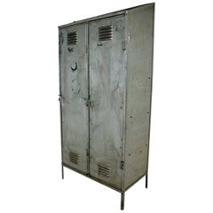Vintage Two-Door Metal Locker Room Cabinet Industrial Scandinavian