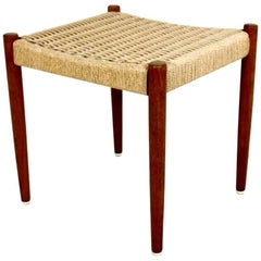 Teak and Papercord Foot Stool by Poul Volther for Frem Rojle, Denmark