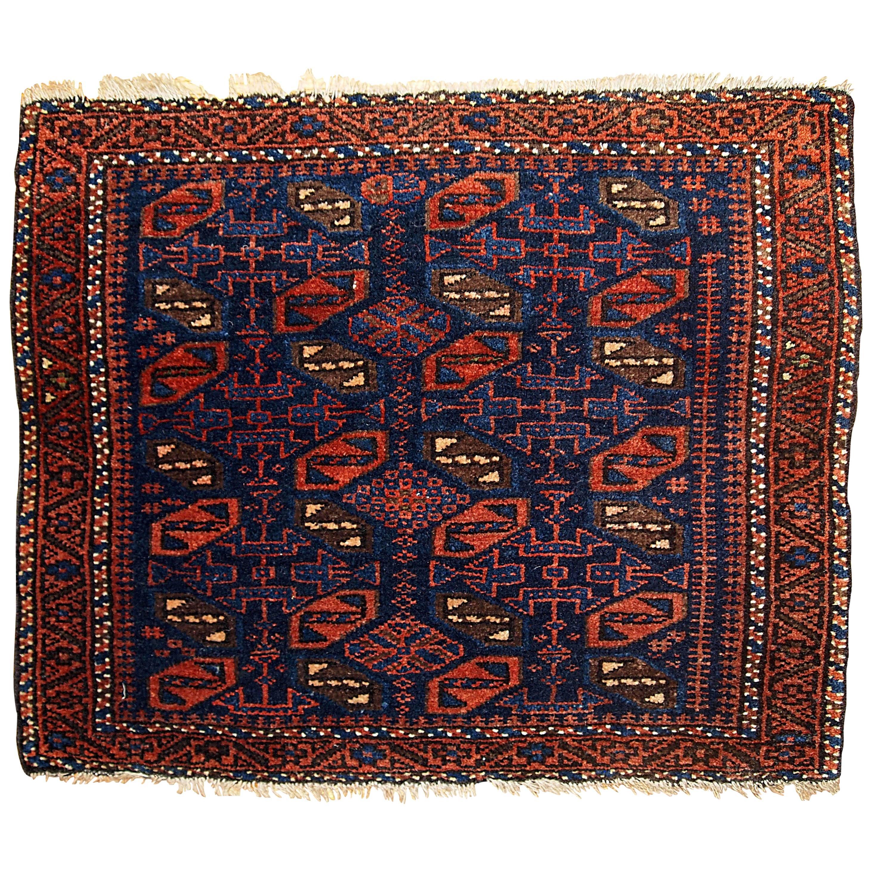 Handgefertigte antike Sammlerstücke afghanische Baluchtasche mit Gesicht, 1880er Jahre, 1B340