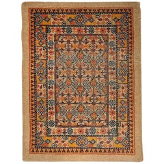 Handmade Antique Collectible Persian Camel Hair Rug, 1900s