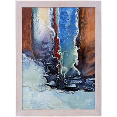 Framed Original Glaze / Enamel Painting 'Waterway' by Lia Melia