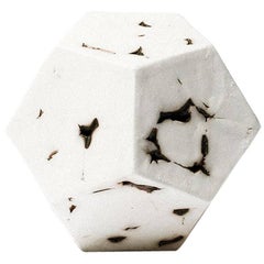 Relic Dodecahedron, Geometric White Porcelain Ceramic Small Sculptural Object
