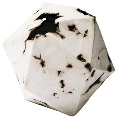 Relic Icosahedron, Geometric White Porcelain Ceramic Small Sculptural Object