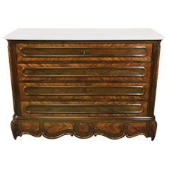 19th Napoléon III Rosewood Marble Chest of Drawers