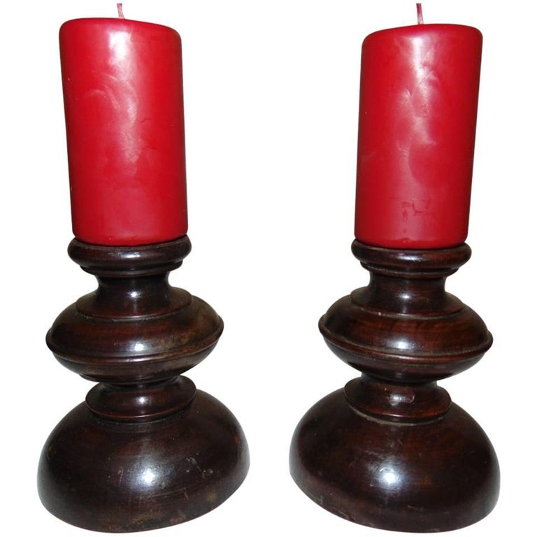 Candlesticks, Turned Walnut circa 1890 at 1stDibs
