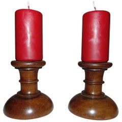 Antique Candlesticks,  Turned Walnut circa 1890