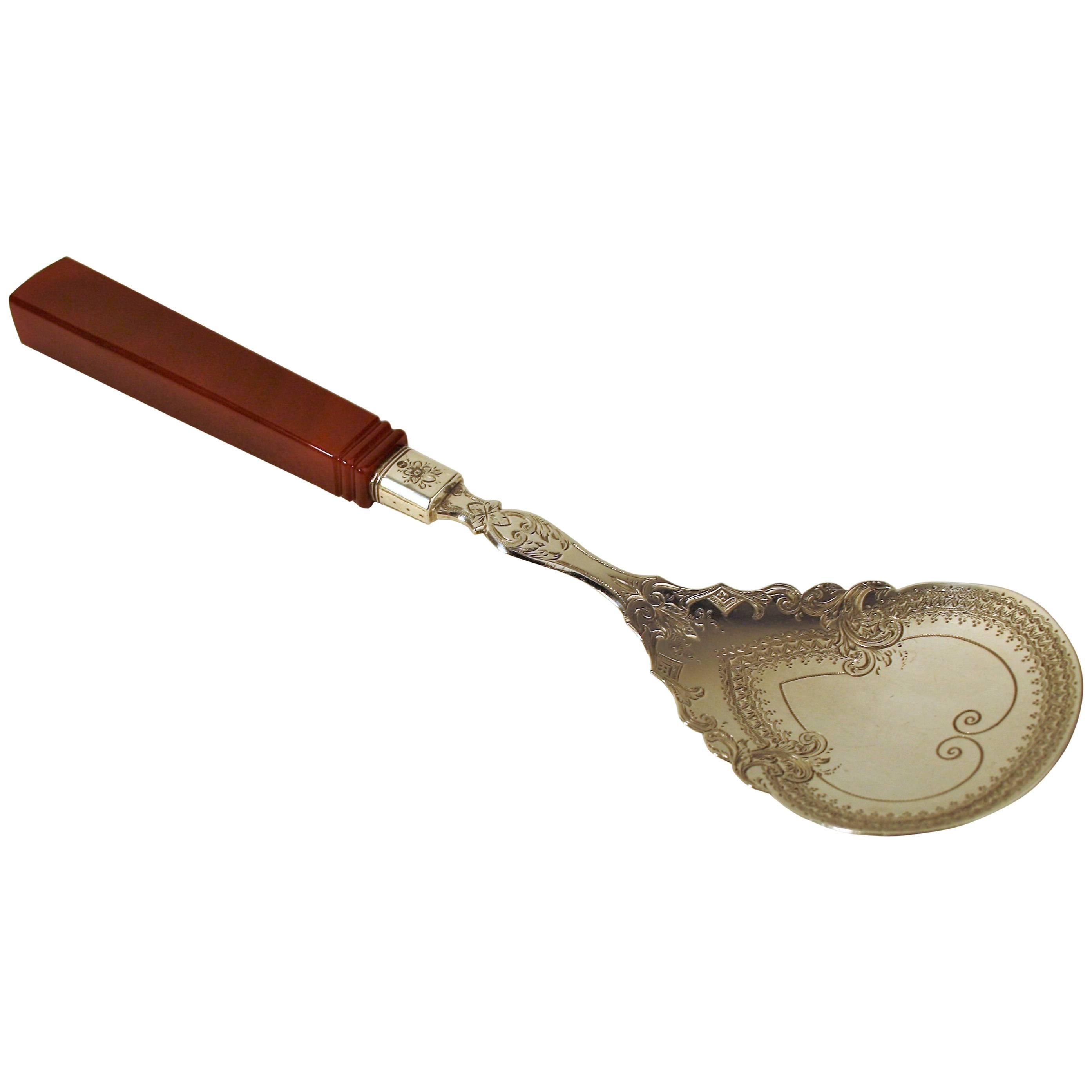 Mid-19th Century Fruit Ladle in Sterling Silver For Sale