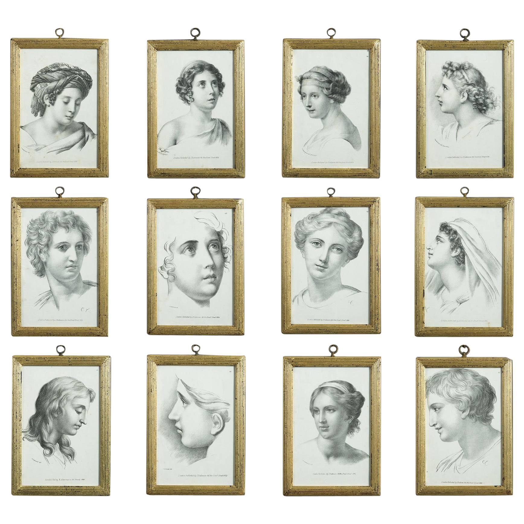 12 Early 19th Century Portrait Etchings in the Classical Manner