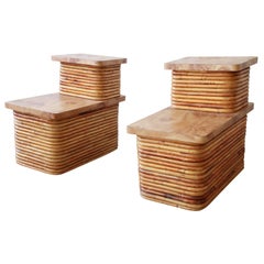 Bamboo End Tables in the Style of Paul Frankl, Pair