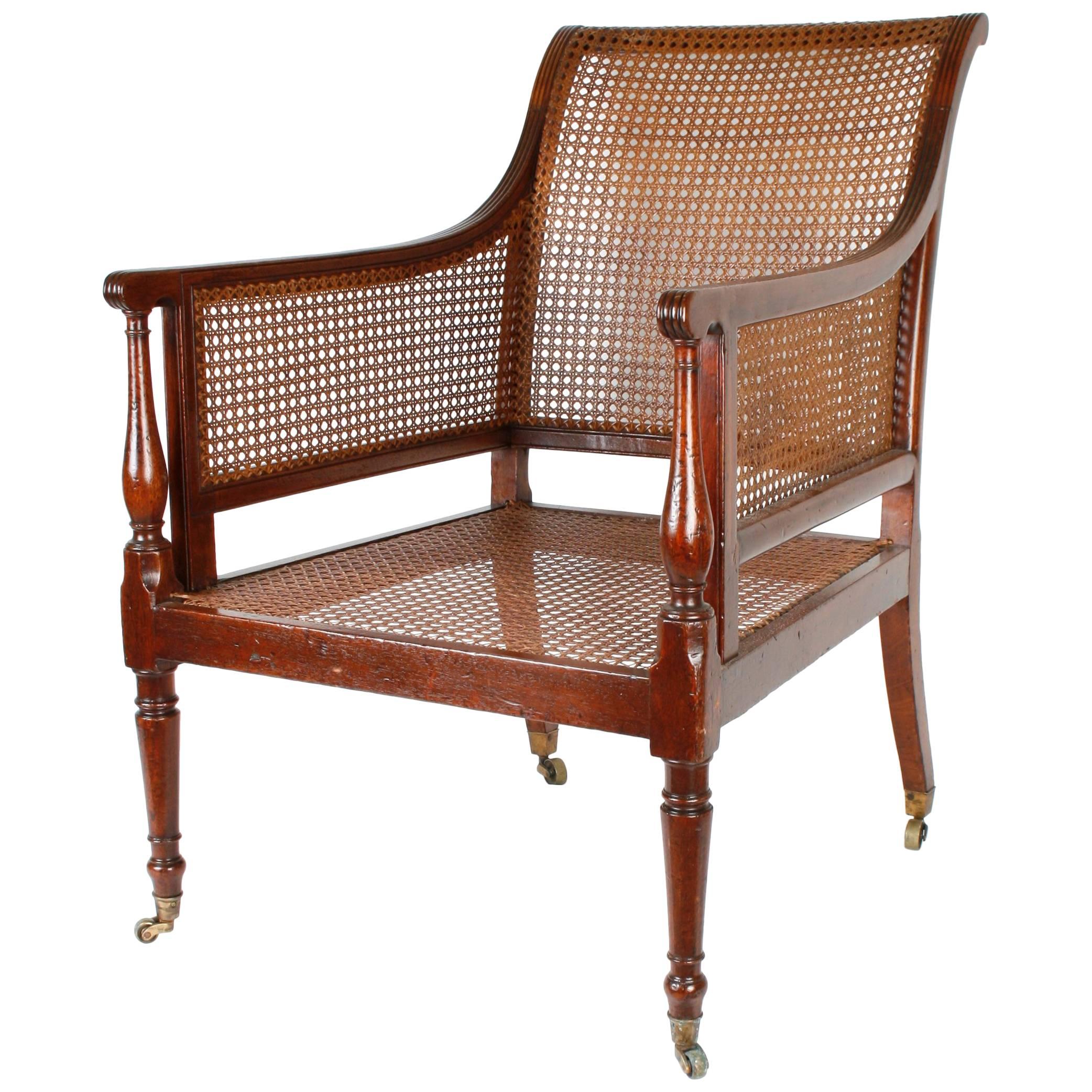 Regency Caned Mahogany Library Chair 'Bergère, ' c1810