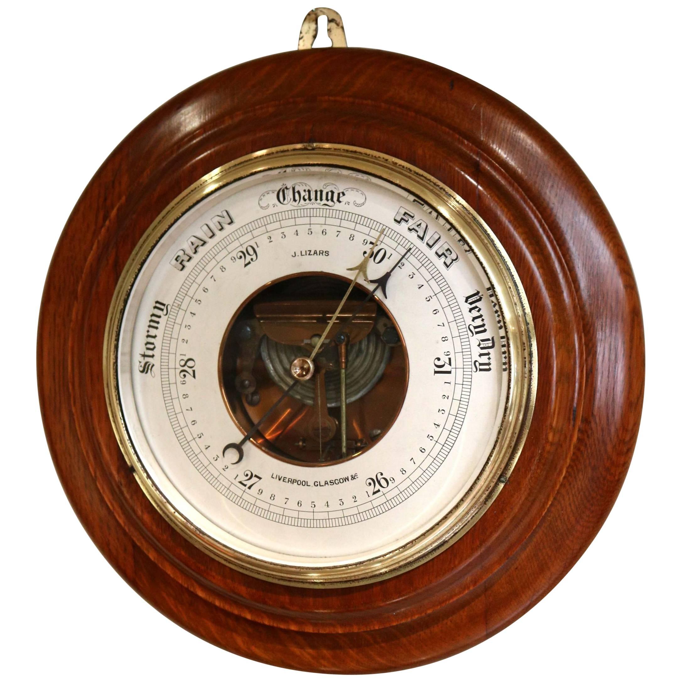  Large Oak Aneroid Barometer
