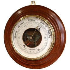 Large Oak Aneroid Barometer