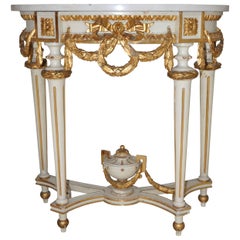 Early 19th Century Rare and Refined Italian Console with Top in Carrara Marble