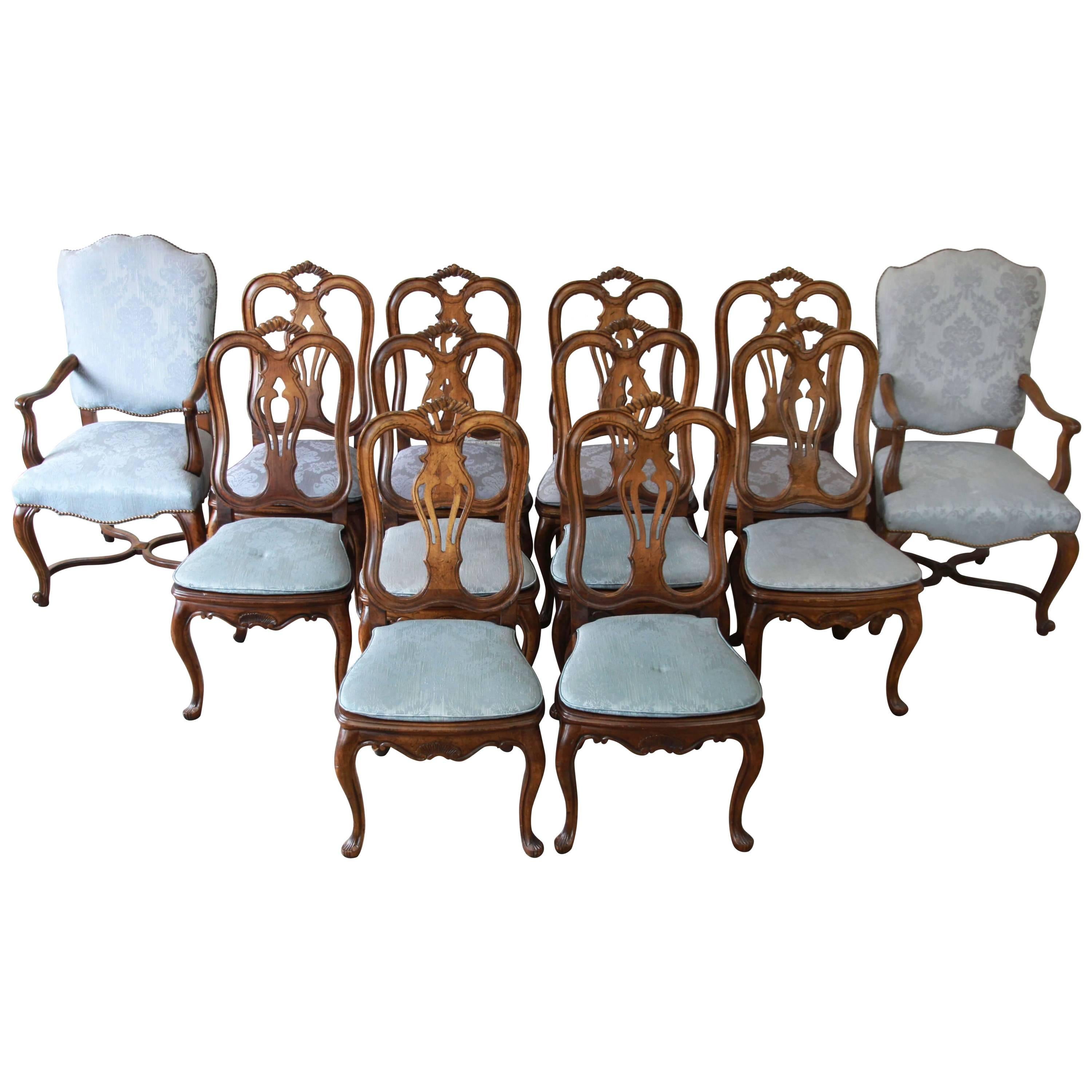 Set of 12 French Provincial Dining Chairs by Baker Furniture