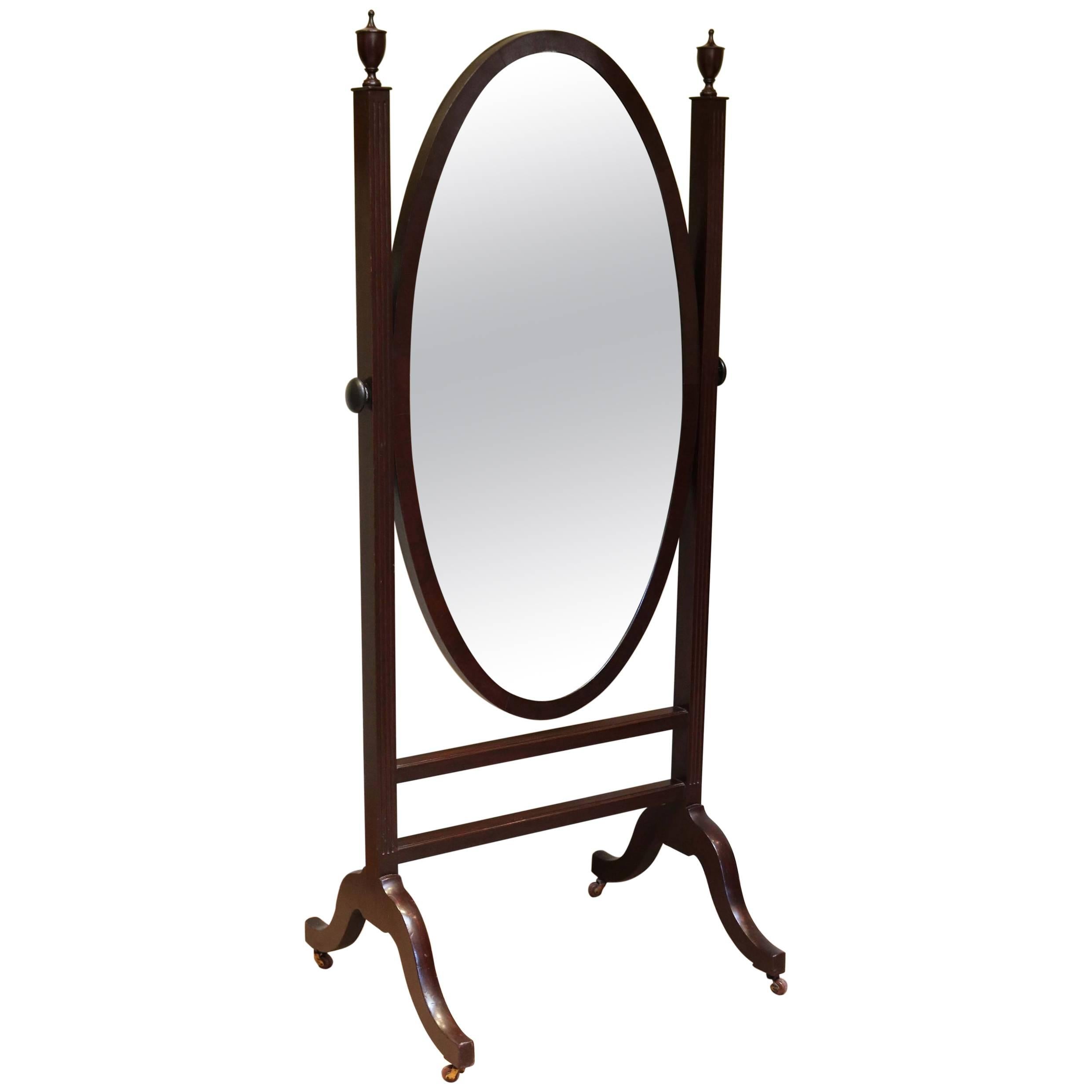 Victorian Mahogany Cheval Mirror For Sale
