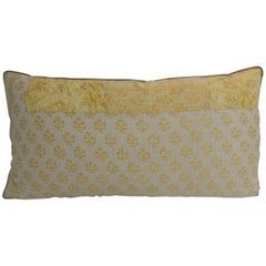 Vintage Fortuny Persiano Textile Yellow and Silver Patchwork Decorative Bolster