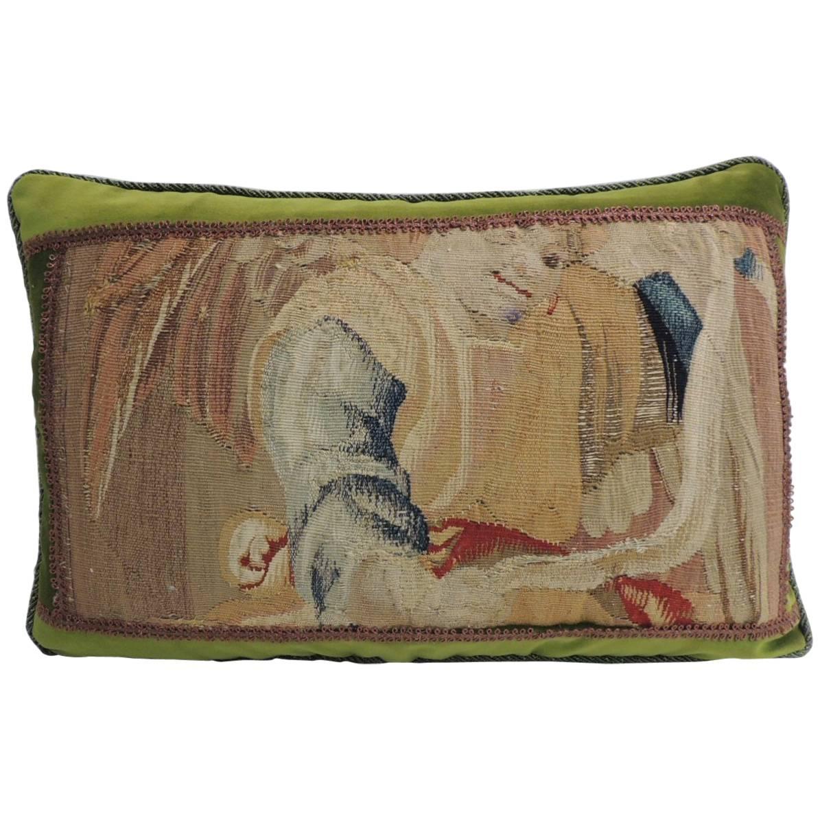 18th Century Aubusson Tapestry Decorative Lumbar Pillow