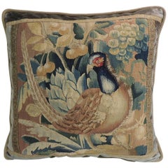 18th Century Aubusson Tapestry Decorative Square Pillow