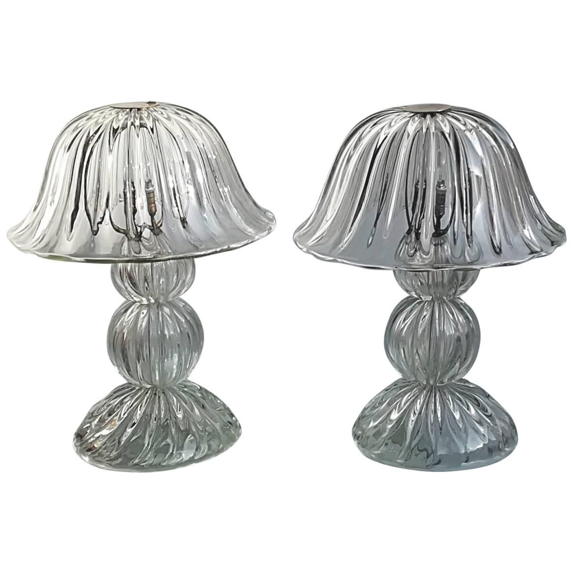 Seguso, Two Table Lamp, Iridescent, 1950