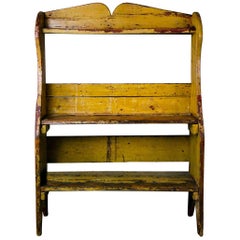 Antique 1910 Pine Country Pail Bench in Original Paint