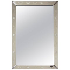 Retro Large Art Deco Etched Wall Mirror