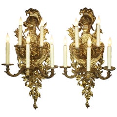 Vintage Pair of French 19th-20th Century Regency Style Gilt-Bronze Sconces after Feuchèr