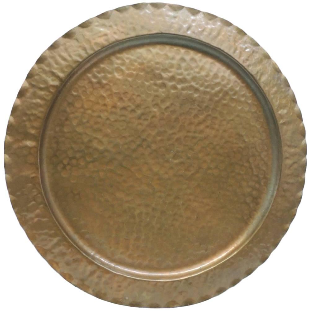 Large Vintage Round Serving Copper Tray