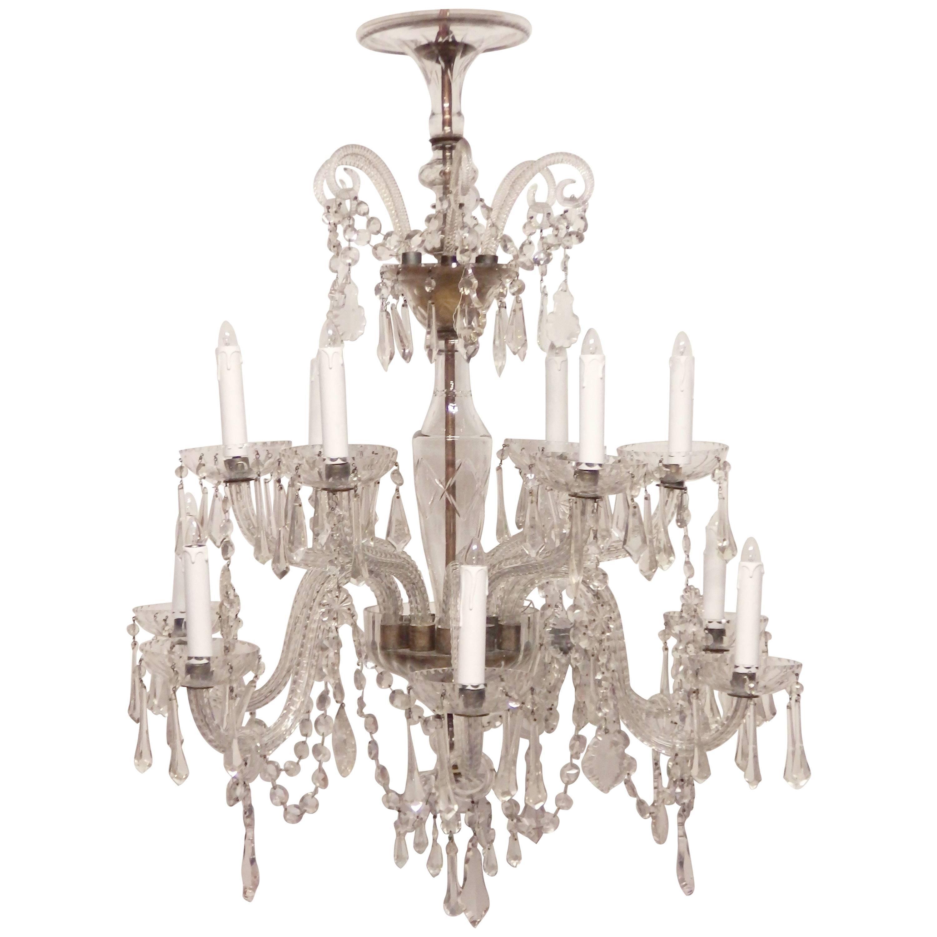Spanish Cut Glass Chandelier For Sale