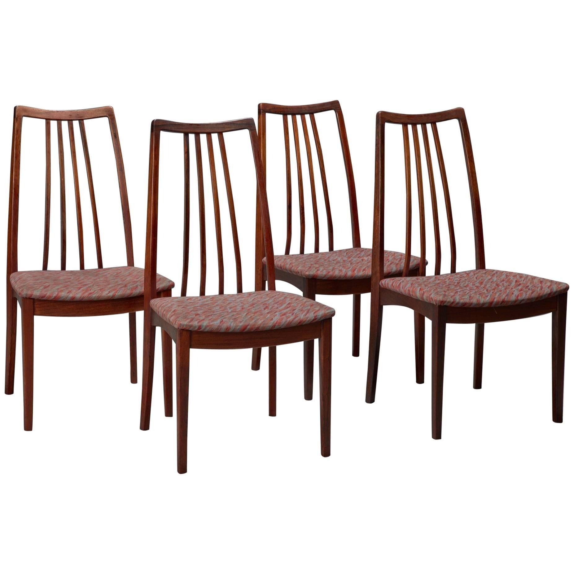 Set of Four Danish Rosewood High Back Dining Chairs