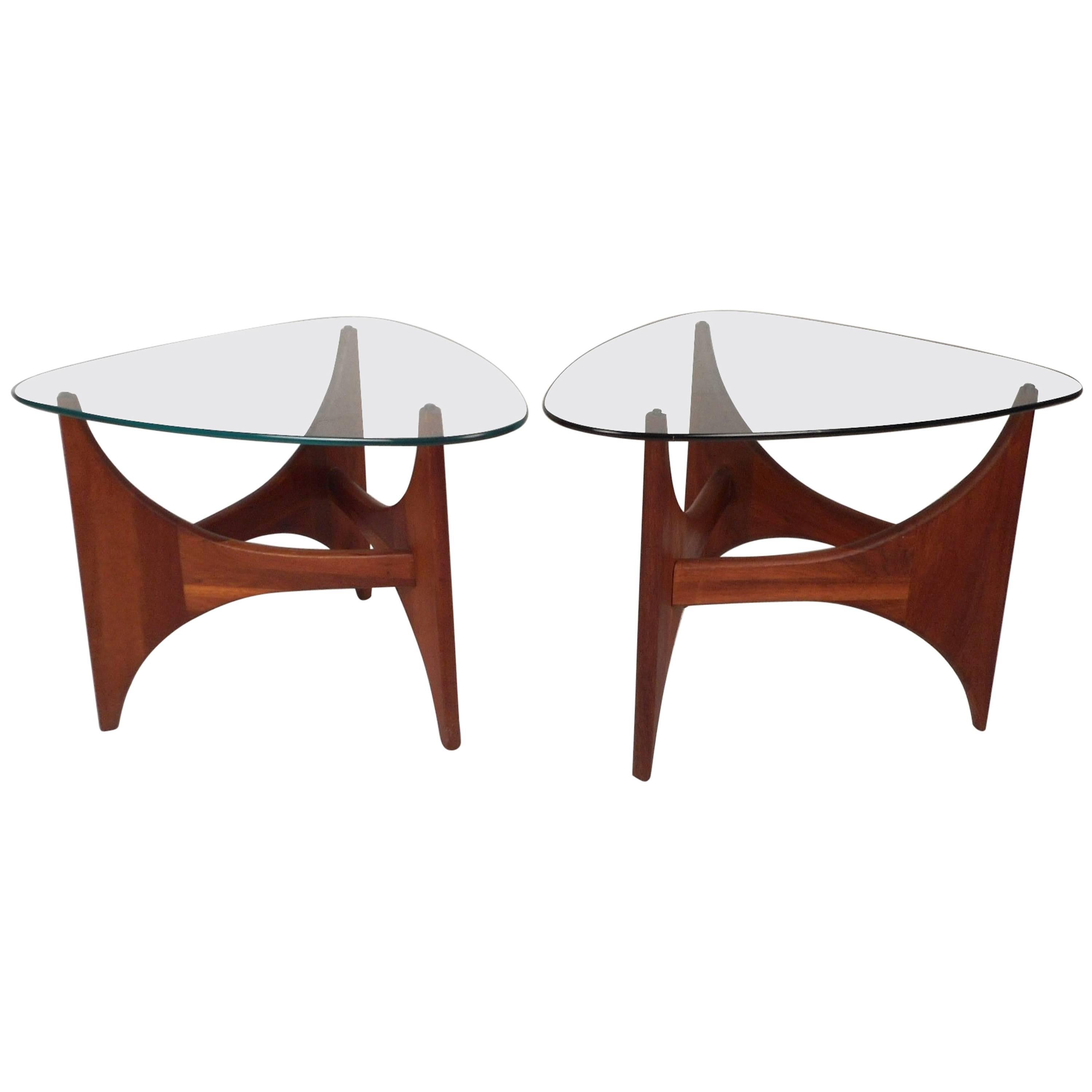 Pair of Mid-Century Modern Triangular End Tables by Adrian Pearsall
