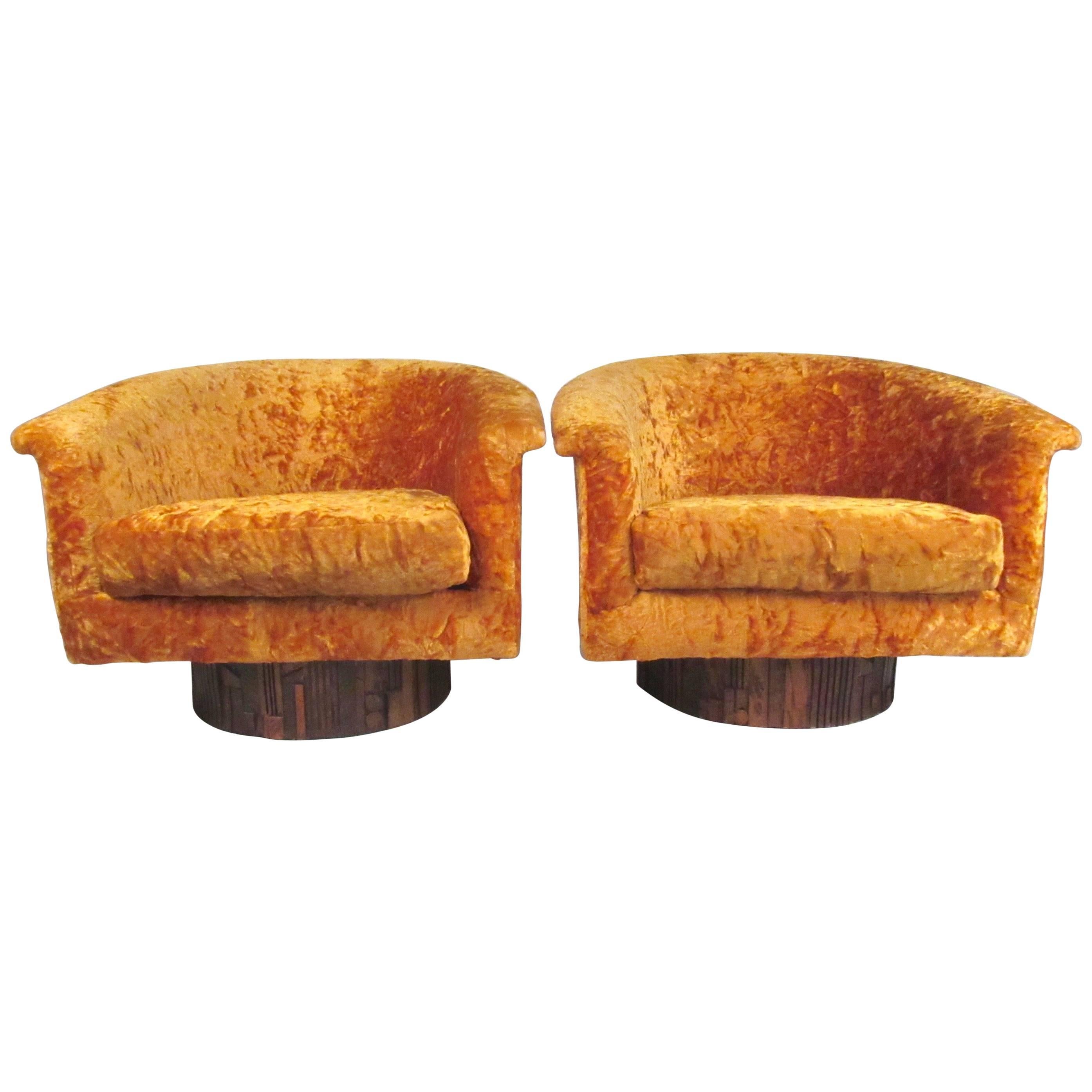 Pair of Swivel Club Chairs by Adrian Pearsall for Craft Associates