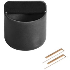 Tall Trestle Bowl / Vessel in Contemporary 3D Printed Matte Black Porcelain