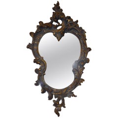 Rococo Style Hand-Carved Wooden Mirror with Gilded Details