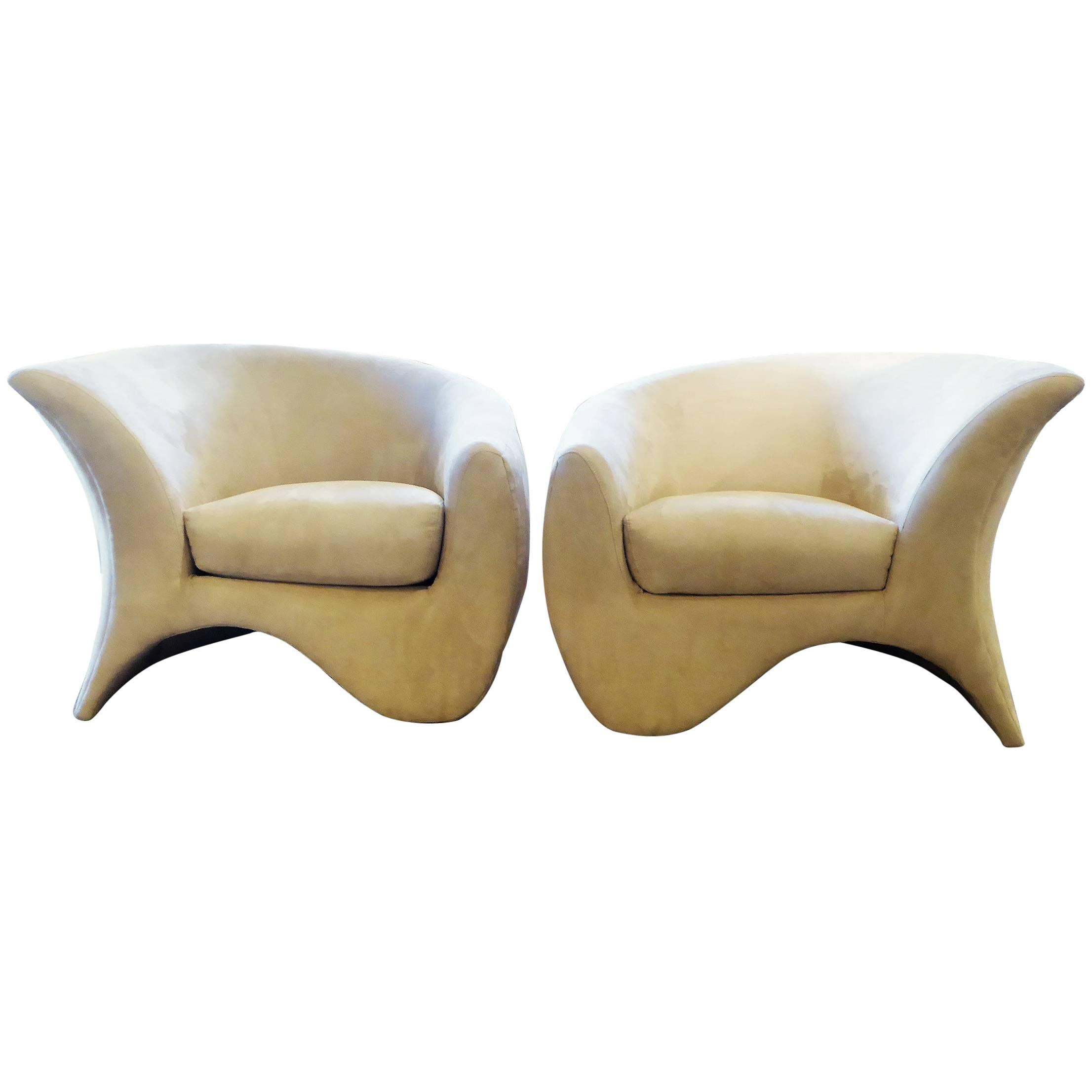 Pair of Modern Vladimir Kagan Hurricane Lounge Chairs for Directional