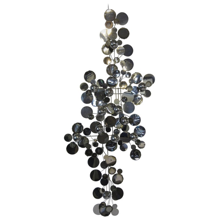 Curtis Jere Chrome Rain Drop Wall Sculpture at 1stDibs
