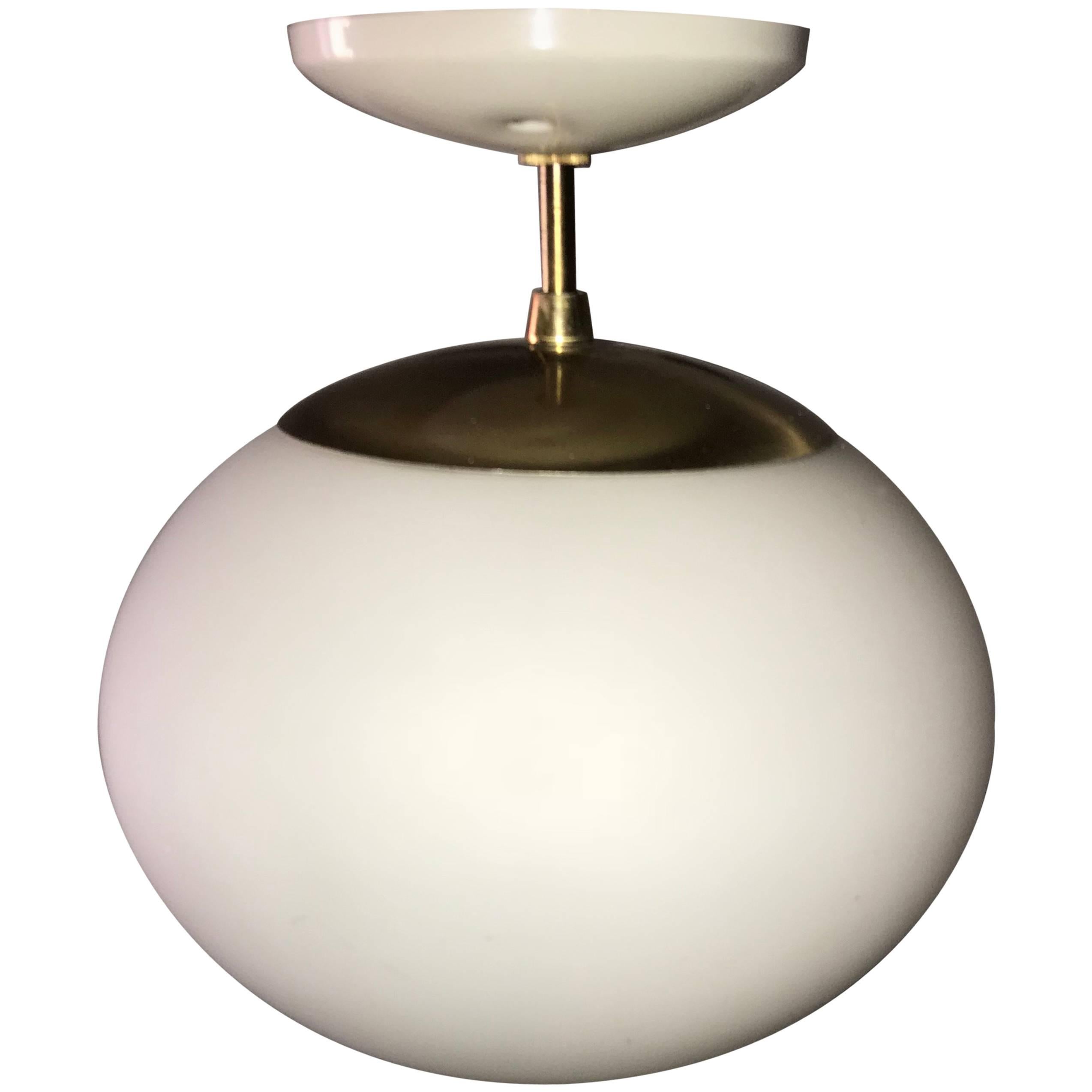 Simple Brass and Frosted Glass Pendant Light