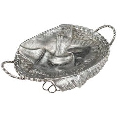 Antique Russian Solid Silver Trompe L'oeil Bread Basket, Klingert, circa 1900