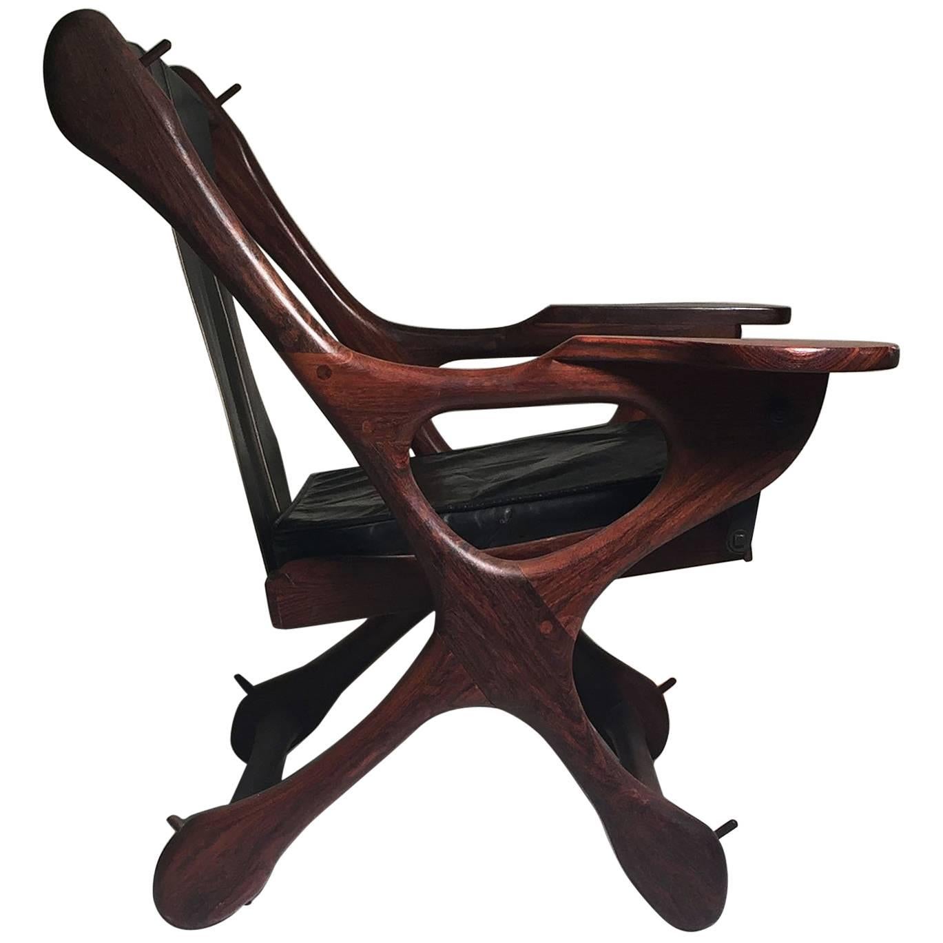 Vintage Don Shoemaker Rosewood Swinger Chair Signed Senal, Mexico